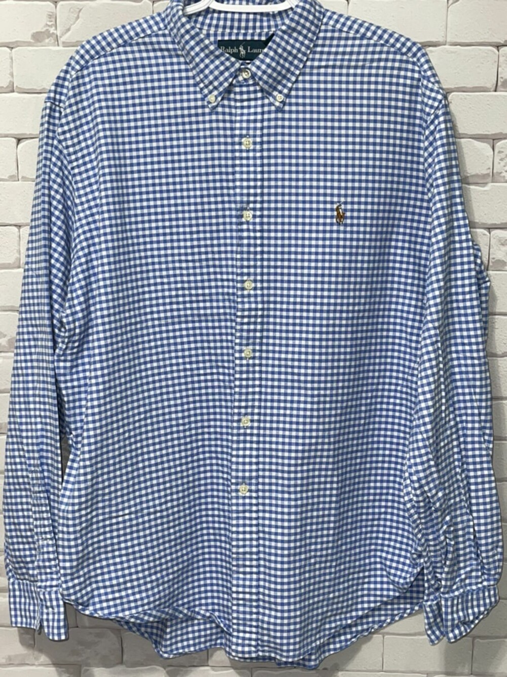 Ralph Lauren Dress Shirt Mens 2XL Blue Classic Fit Long Sleeve Check Top